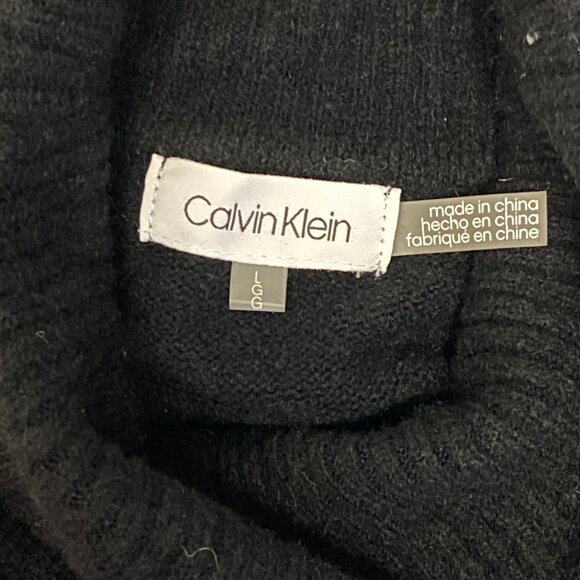 Calvin Klein Turtleneck Fuzzy Soft Knit Pull Over Sweater Black L Long Sleeve - Picture 11 of 13